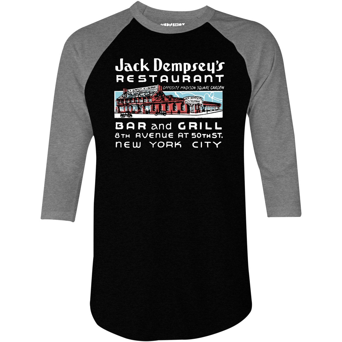 Jack Dempsey's v2 - Manhattan, NY - Vintage Restaurant - 3/4 Sleeve Raglan T-Shirt
