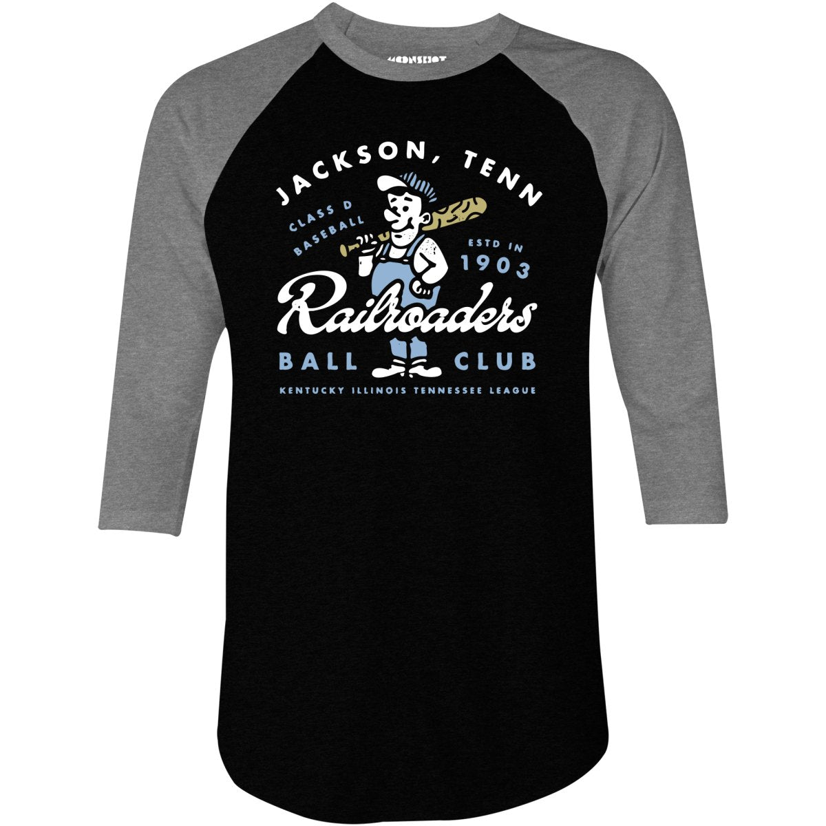 Jackson Railroaders - Tennessee - Vintage Defunct Baseball Teams - 3/4 Sleeve Raglan T-Shirt