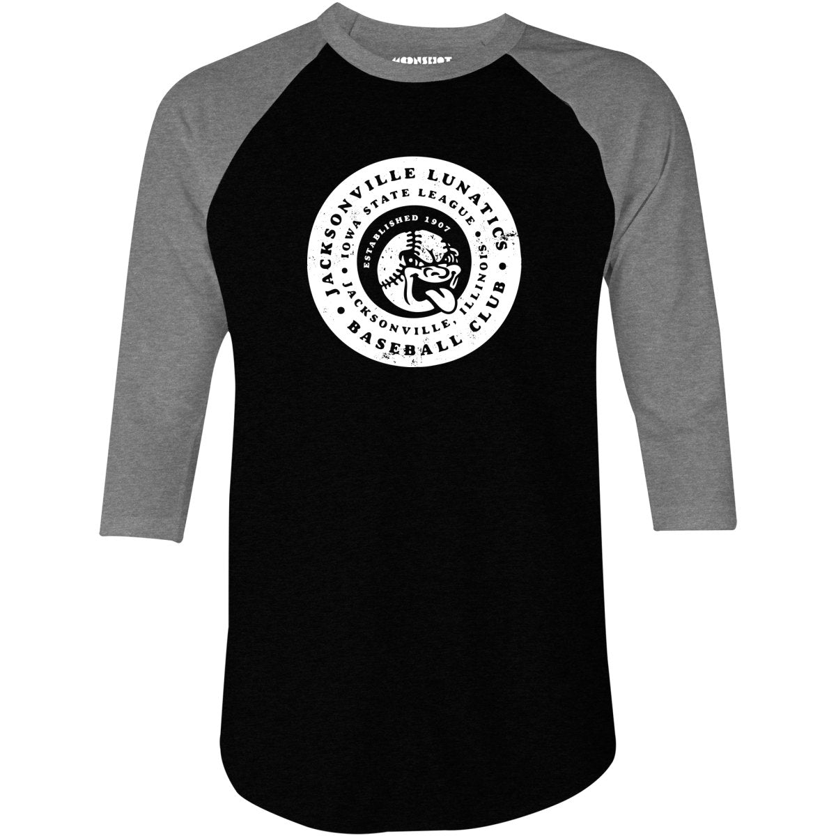 Jacksonville Lunatics - Illinois - Vintage Defunct Baseball Teams - 3/4 Sleeve Raglan T-Shirt