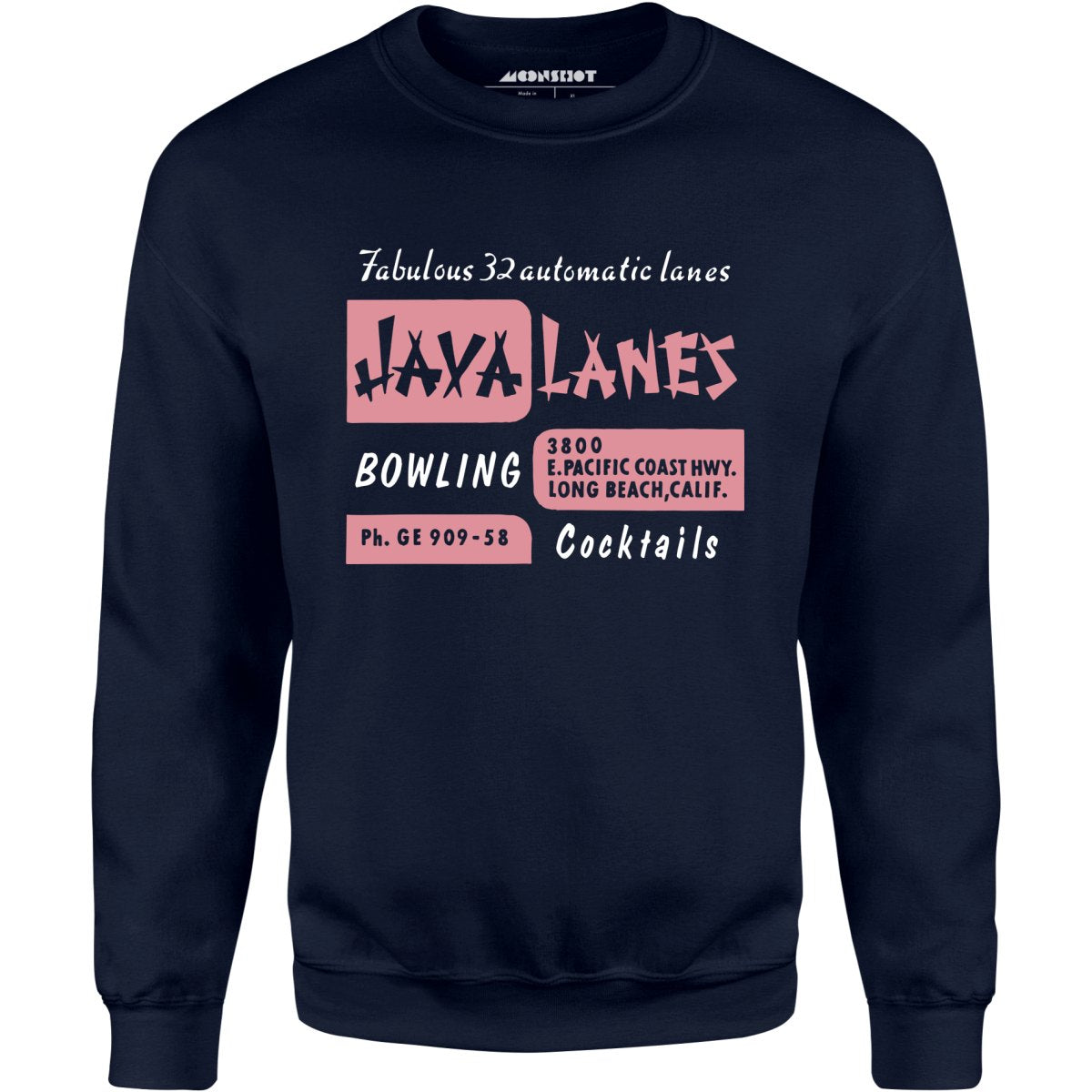 Java Lanes - Long Beach, CA - Vintage Bowling Alley - Unisex Sweatshirt