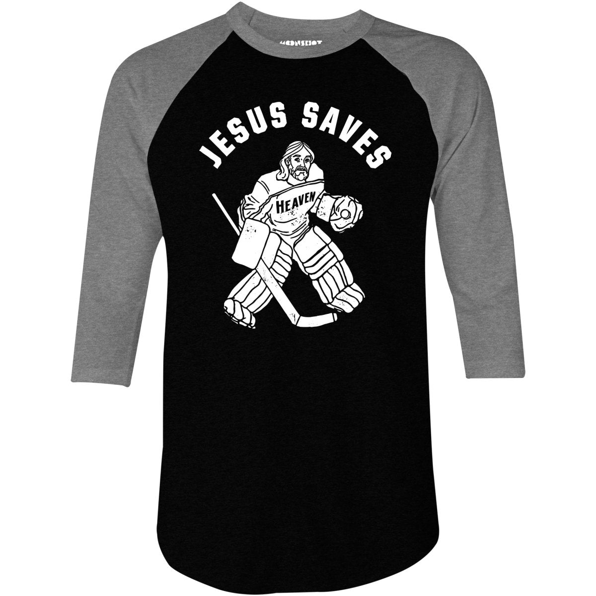Jesus Saves - Hockey - 3/4 Sleeve Raglan T-Shirt