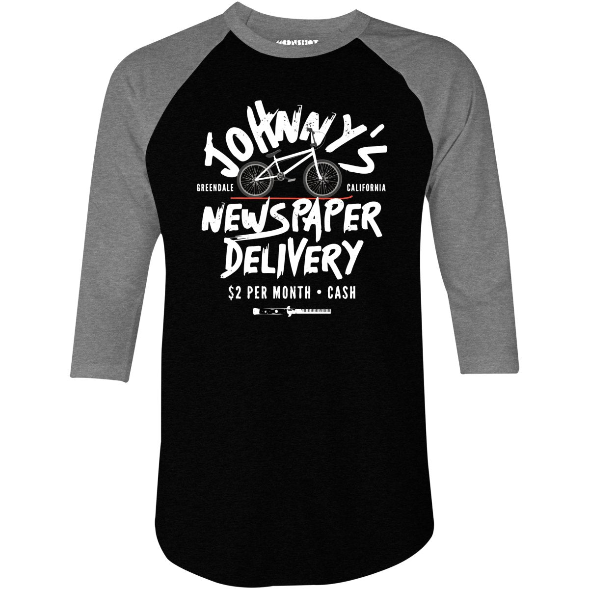 Johnny's Newspaper Delivery - 3/4 Sleeve Raglan T-Shirt
