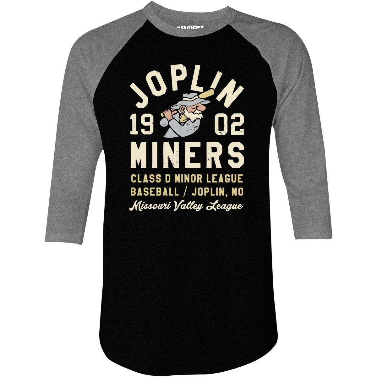 Joplin Miners - Missouri - Vintage Defunct Baseball Teams - 3/4 Sleeve Raglan T-Shirt