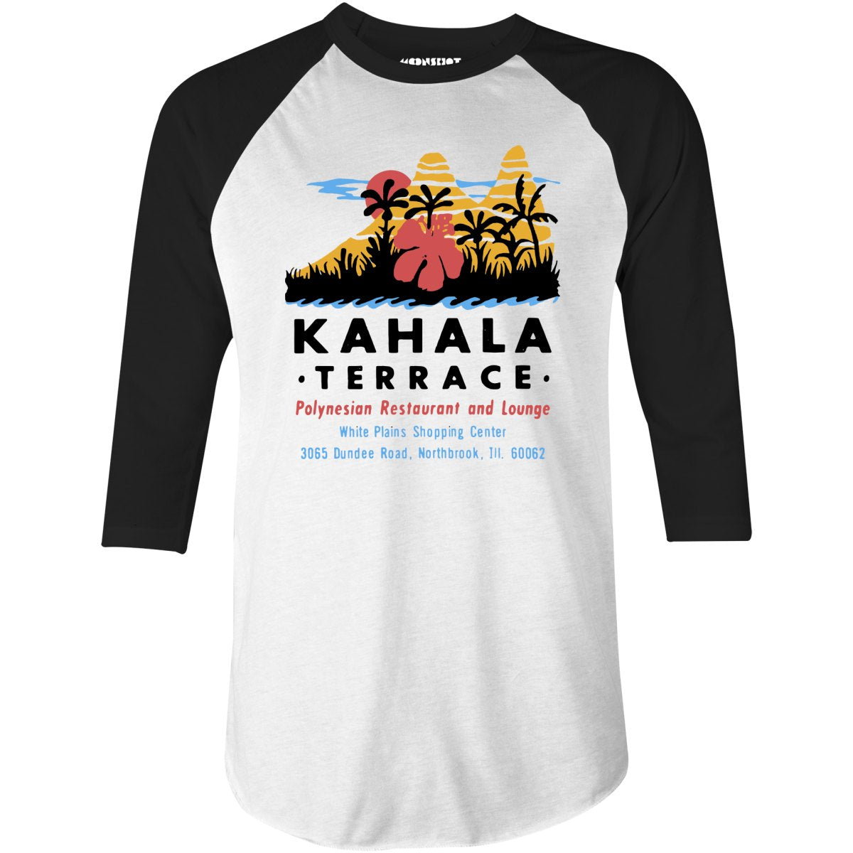 Kahala Terrace - Northbrook, Il - Vintage Tiki Bar - 3/4 Sleeve Raglan T-Shirt