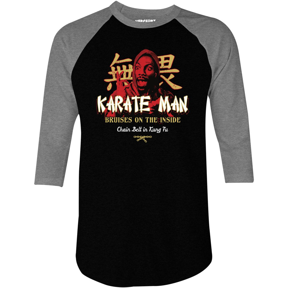 Karate Man - Chain Belt in Kung Fu - 3/4 Sleeve Raglan T-Shirt