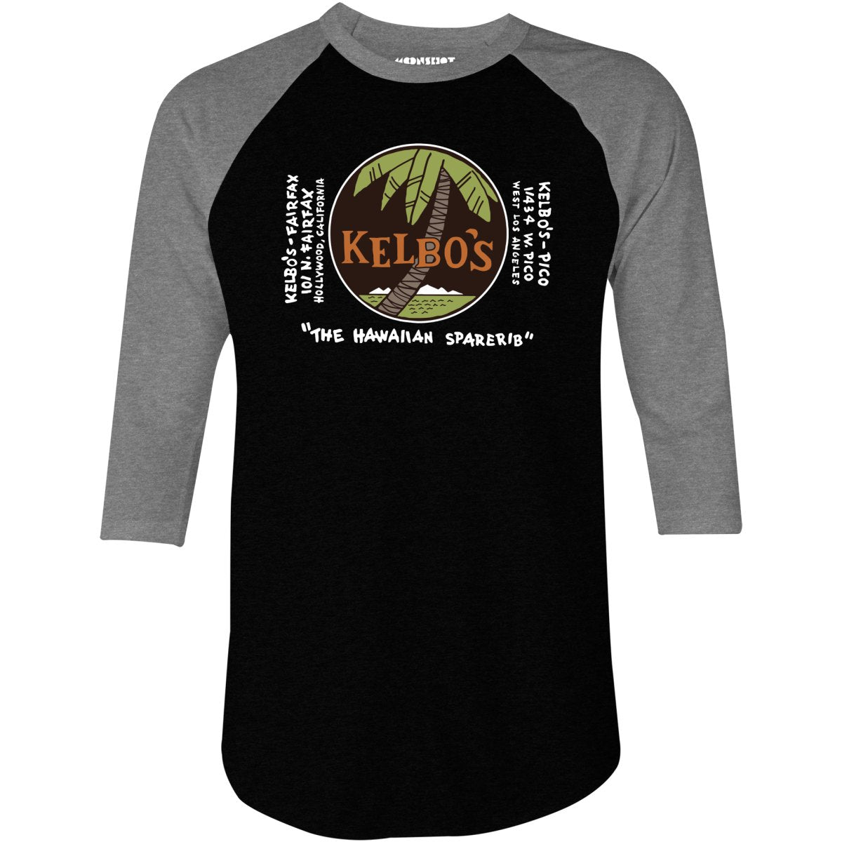 Kelbo's - Los Angeles, CA - Vintage Tiki Bar - 3/4 Sleeve Raglan T-Shirt