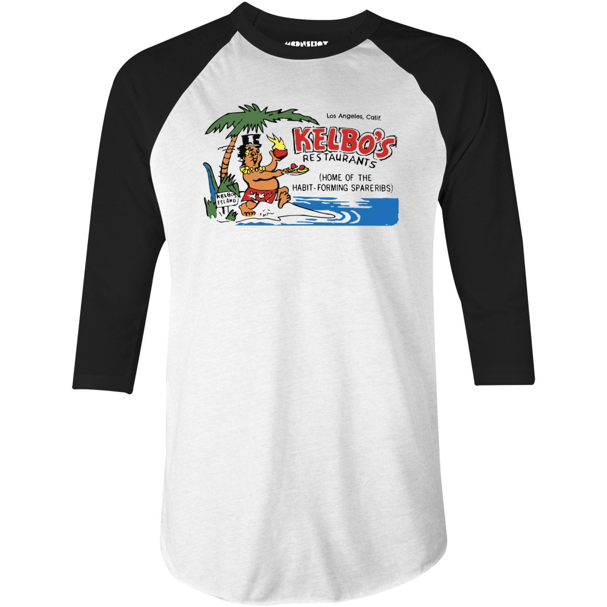 Kelbo's v2 - Los Angeles, CA - Vintage Tiki Bar - 3/4 Sleeve Raglan T-Shirt