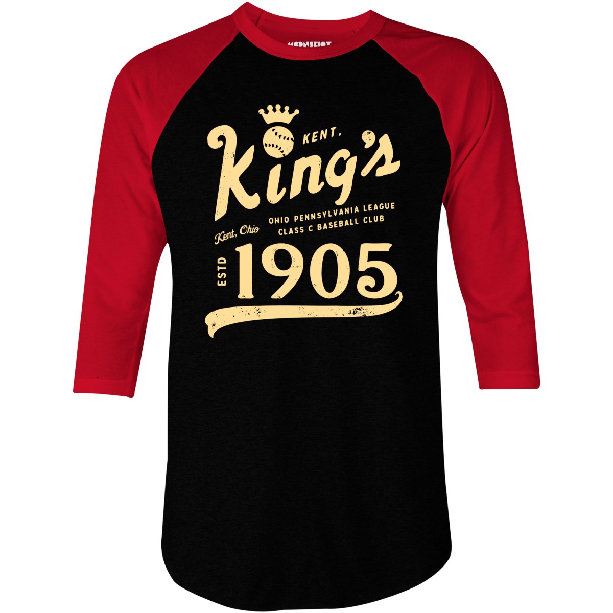 Kent Kings - Ohio - Vintage Defunct Baseball Teams - 3/4 Sleeve Raglan T-Shirt