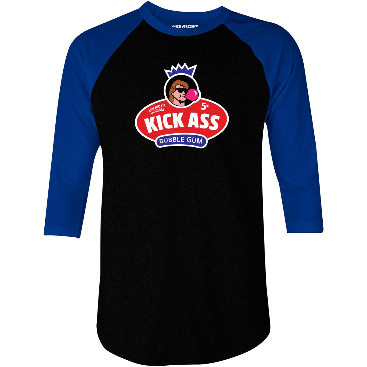 Kick Ass Bubble Gum - 3/4 Sleeve Raglan T-Shirt