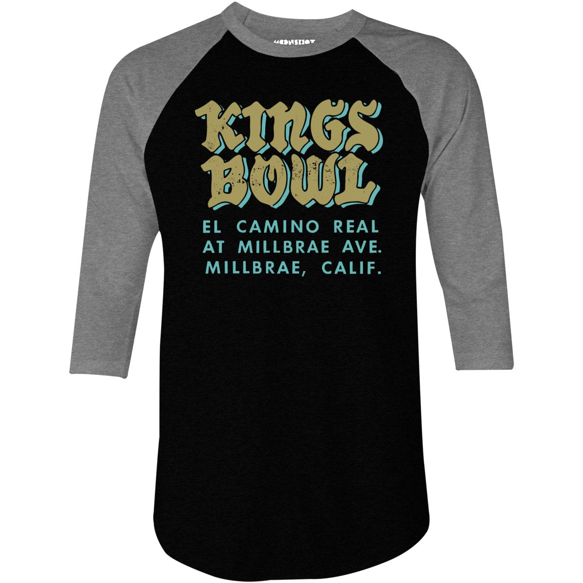 Kings Bowl - Millbrae, CA - Vintage Bowling Alley - 3/4 Sleeve Raglan T-Shirt