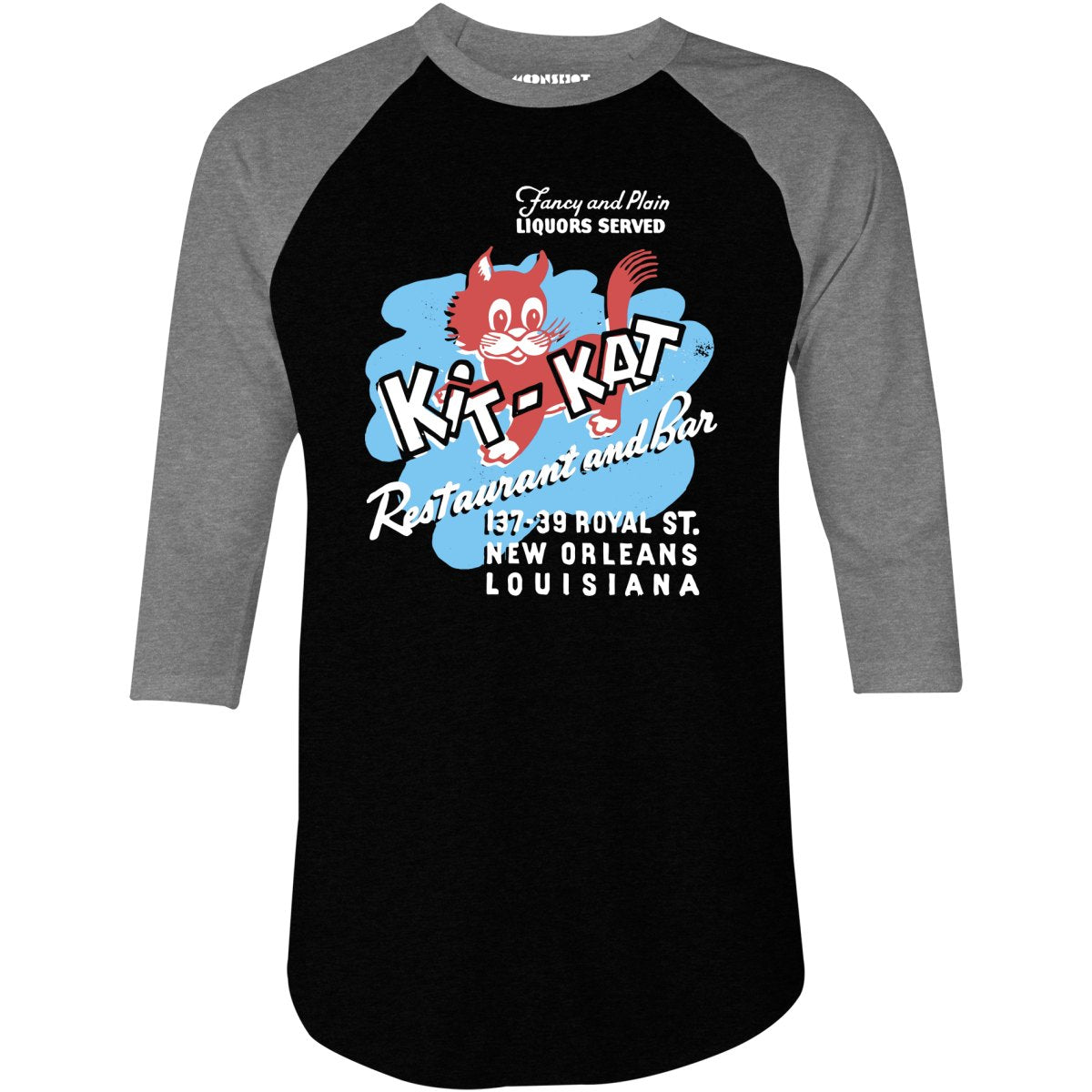 Kit-Kat - New Orleans, LA - Vintage Restaurant - 3/4 Sleeve Raglan T-Shirt