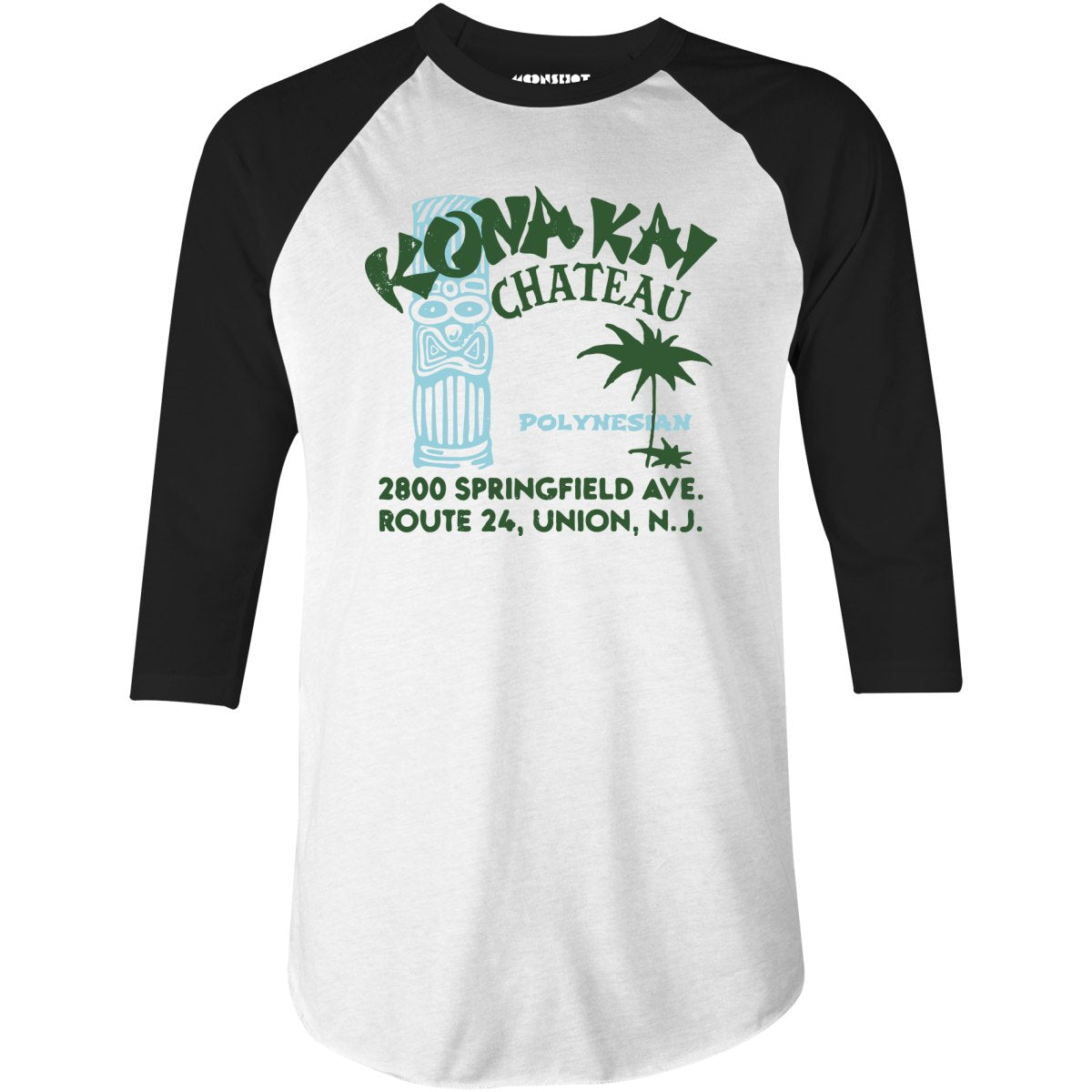 Kona Kai Chateu - Union, NJ - Vintage Tiki Bar - 3/4 Sleeve Raglan T-Shirt
