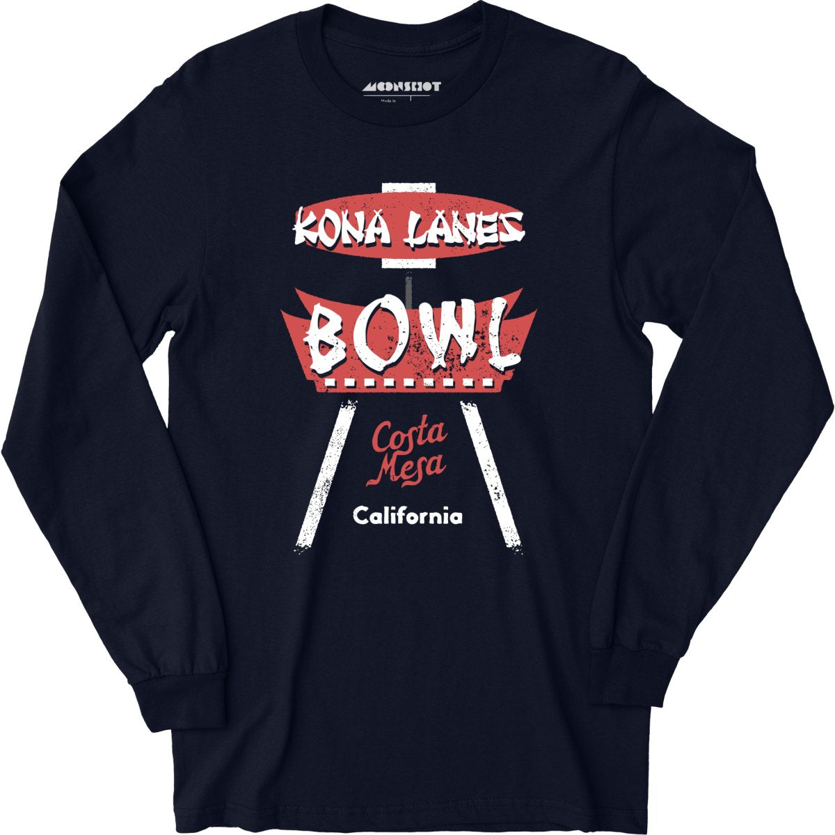 Kona Lanes - Costa Mesa, CA - Vintage Bowling Alley - Long Sleeve T-Shirt