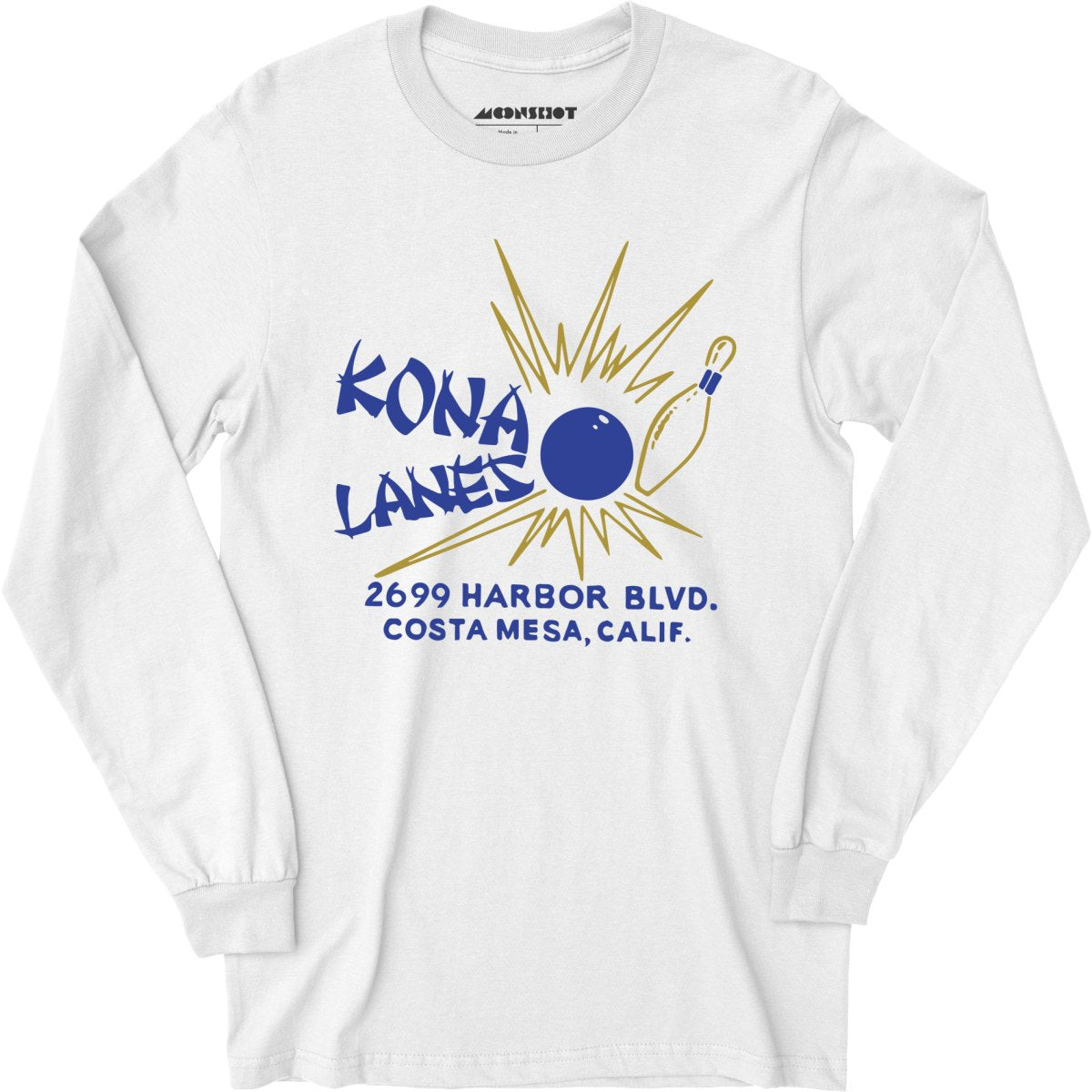 Kona Lanes v2 - Costa Mesa, CA - Vintage Bowling Alley - Long Sleeve T-Shirt
