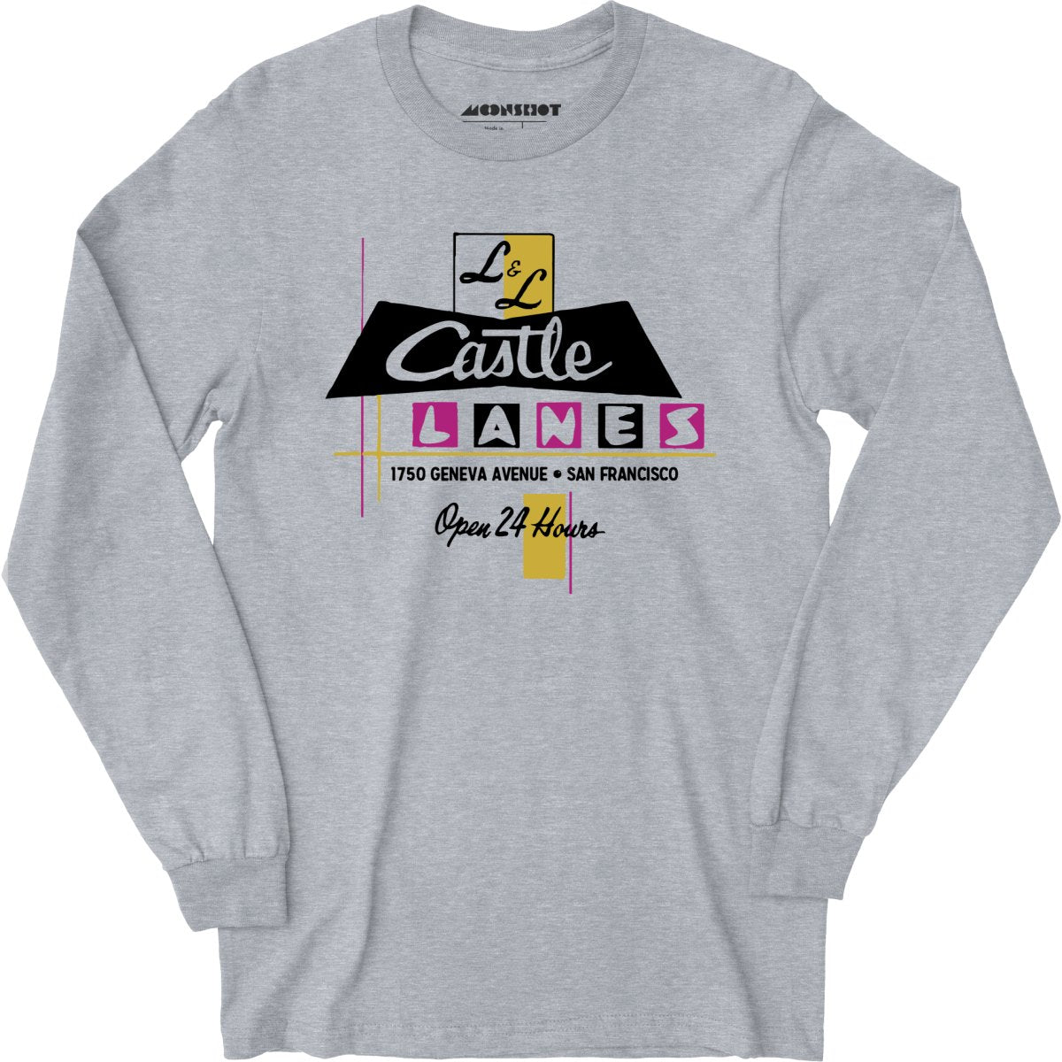 L & L Castle Lanes - San Francisco, CA - Vintage Bowling Alley - Long Sleeve T-Shirt
