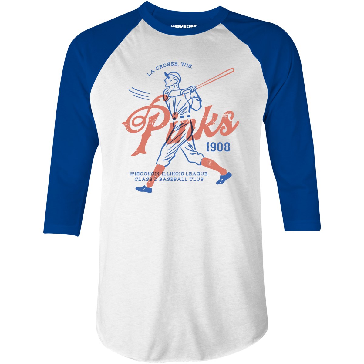 La Crosse Pinks - Wisconsin - Vintage Defunct Baseball Teams - 3/4 Sleeve Raglan T-Shirt