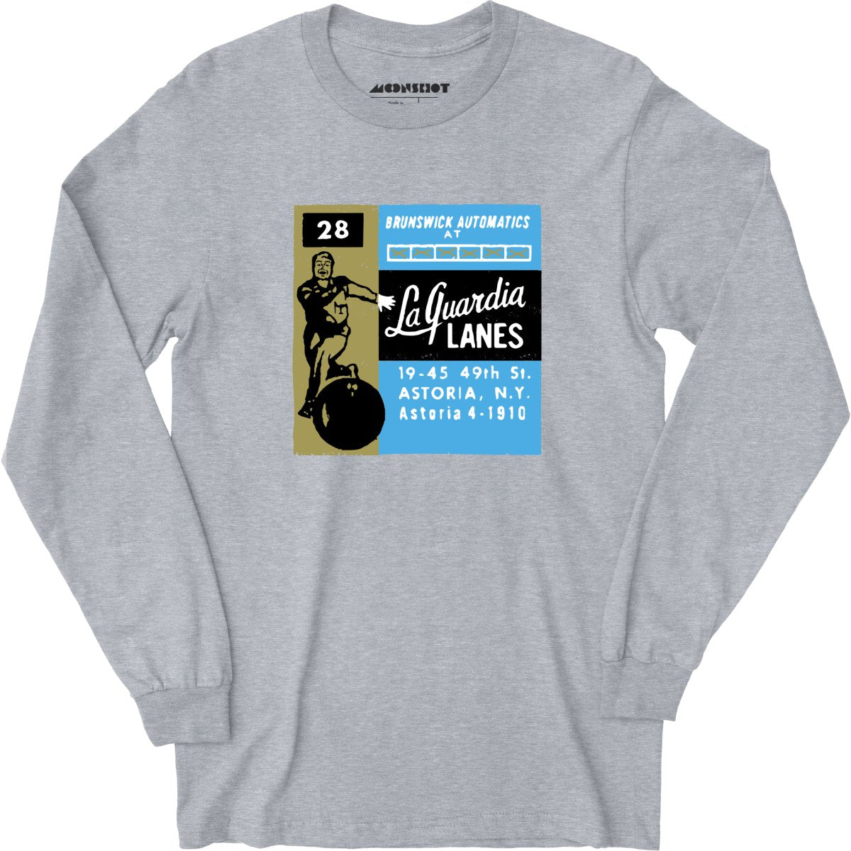 La Guardia Lanes - Astoria, NY - Vintage Bowling Alley - Long Sleeve T-Shirt