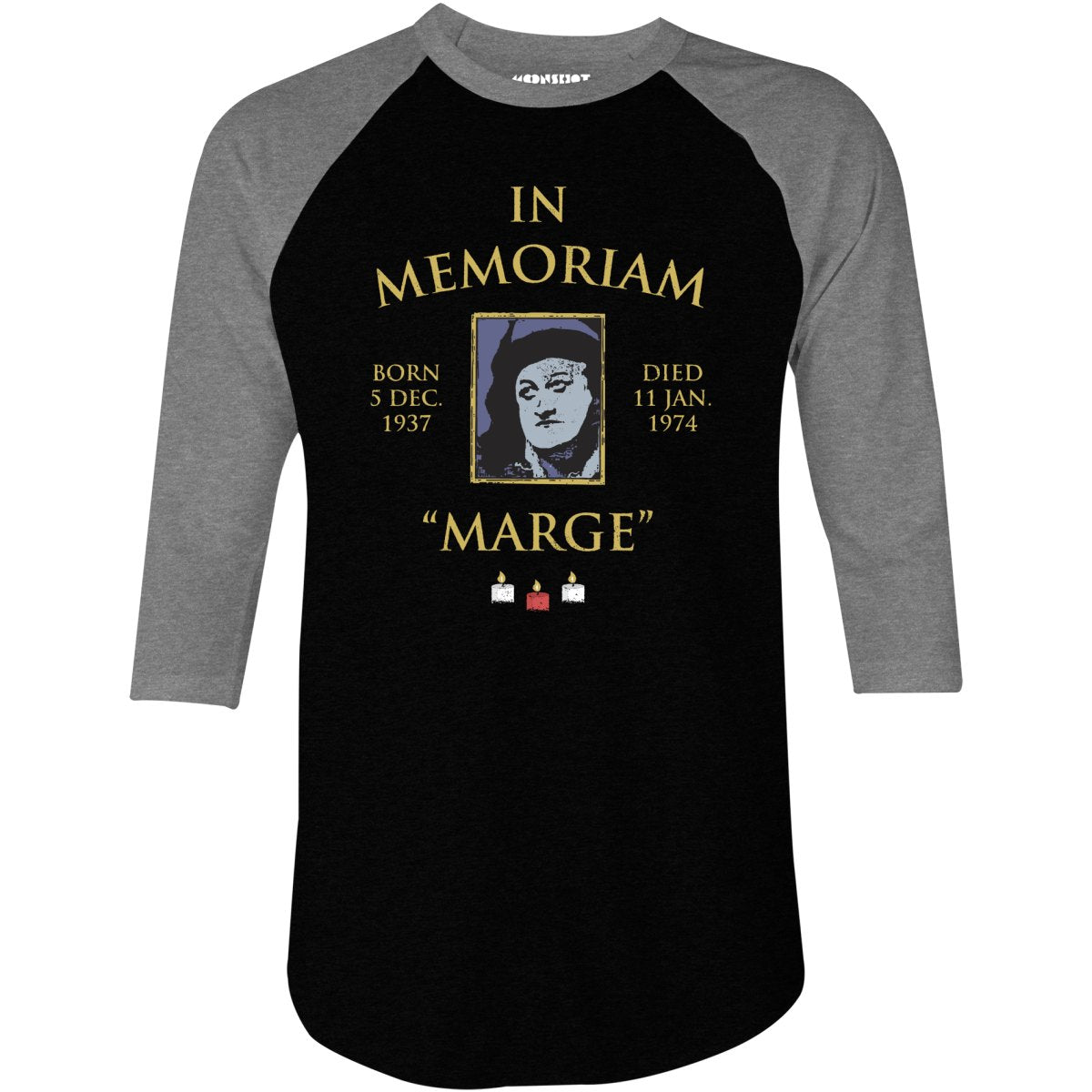 Large Marge in Memoriam - 3/4 Sleeve Raglan T-Shirt