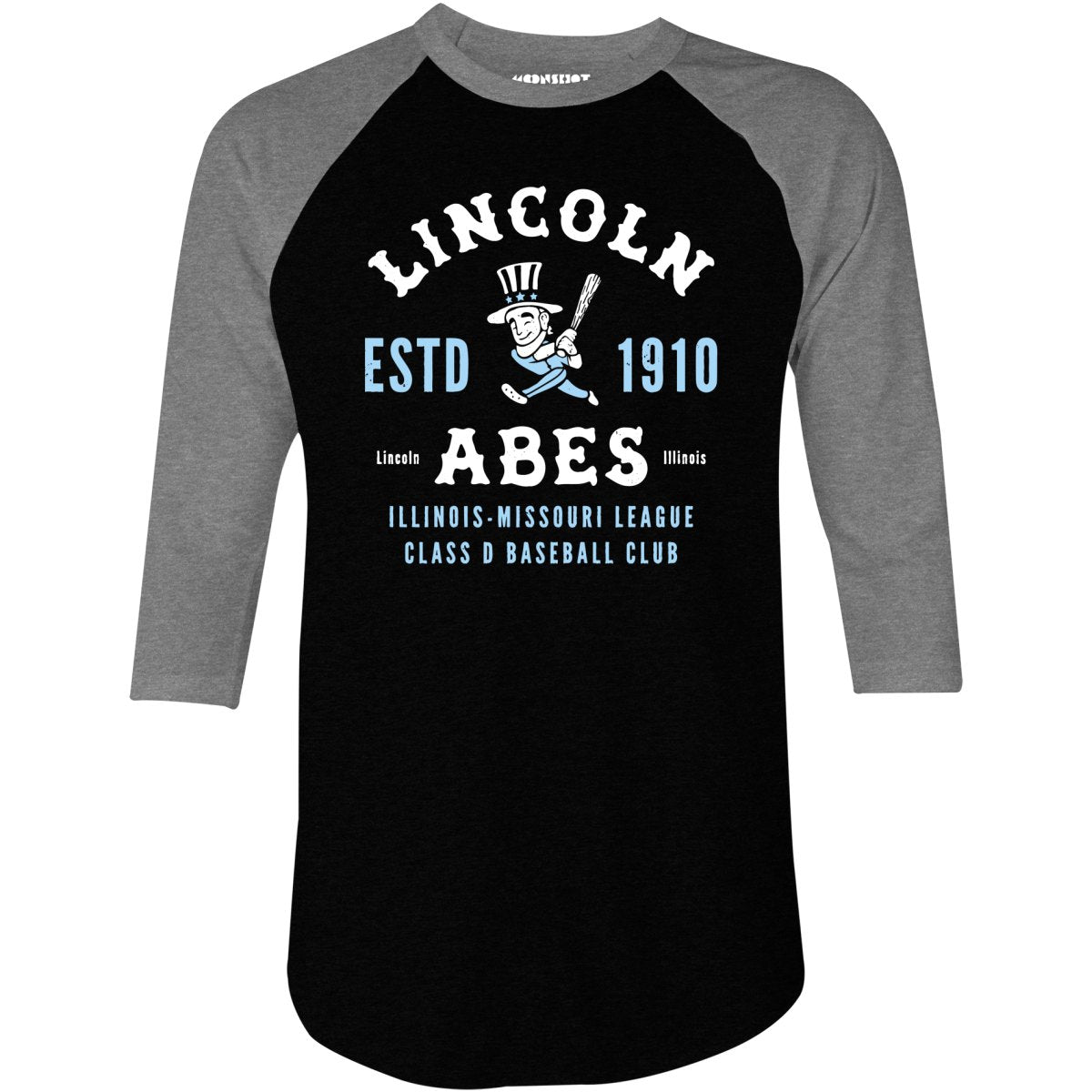 Lincoln Abes - Illinois - Vintage Defunct Baseball Teams - 3/4 Sleeve Raglan T-Shirt