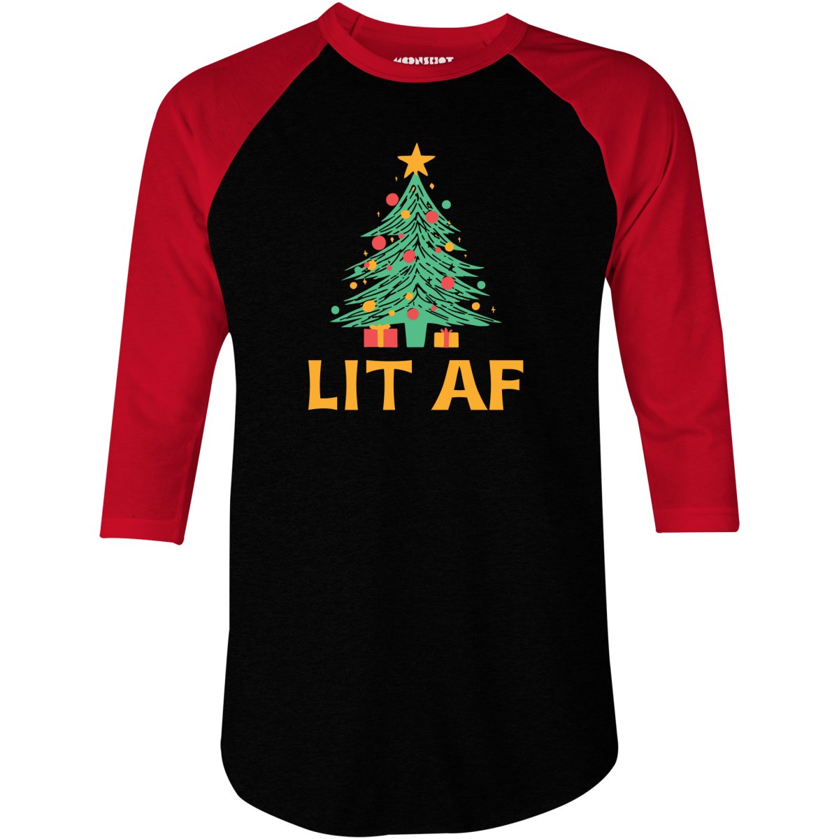 Lit AF Christmas - 3/4 Sleeve Raglan T-Shirt