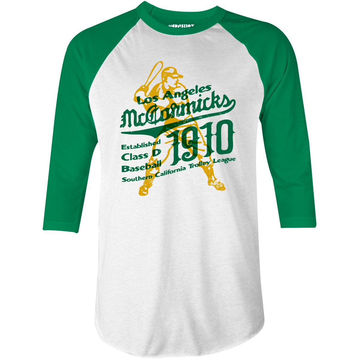 Los Angeles McCormick's - California - Vintage Defunct Baseball Teams - 3/4 Sleeve Raglan T-Shirt