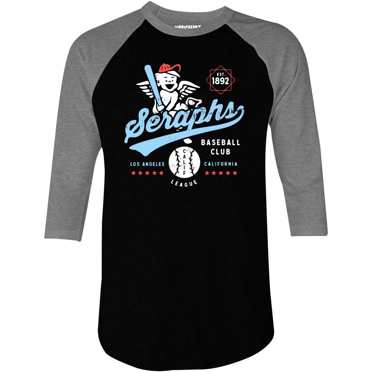 Los Angeles Seraphs - California - Vintage Defunct Baseball Teams - 3/4 Sleeve Raglan T-Shirt