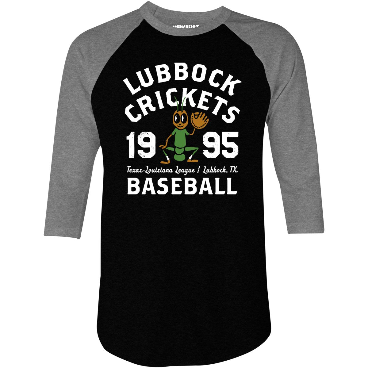 Lubbock Crickets - Texas - Vintage Defunct Baseball Teams - 3/4 Sleeve Raglan T-Shirt