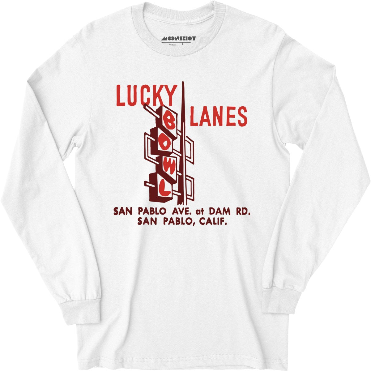 Lucky Lanes - San Pablo, CA - Vintage Bowling Alley - Long Sleeve T-Shirt