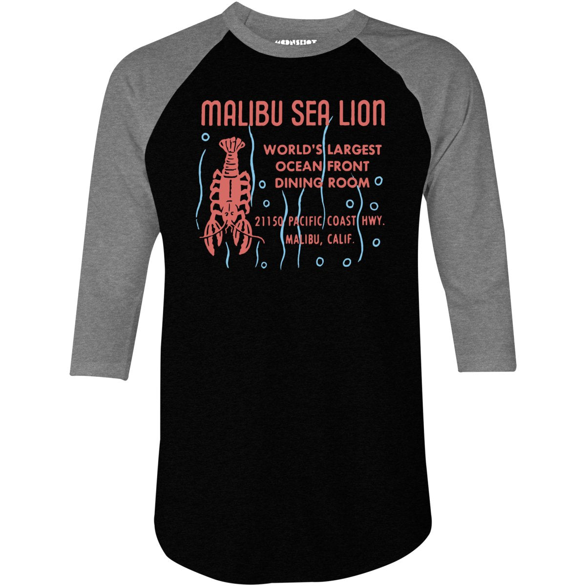 Malibu Sea Lion - Malibu, CA - Vintage Restaurant - 3/4 Sleeve Raglan T-Shirt