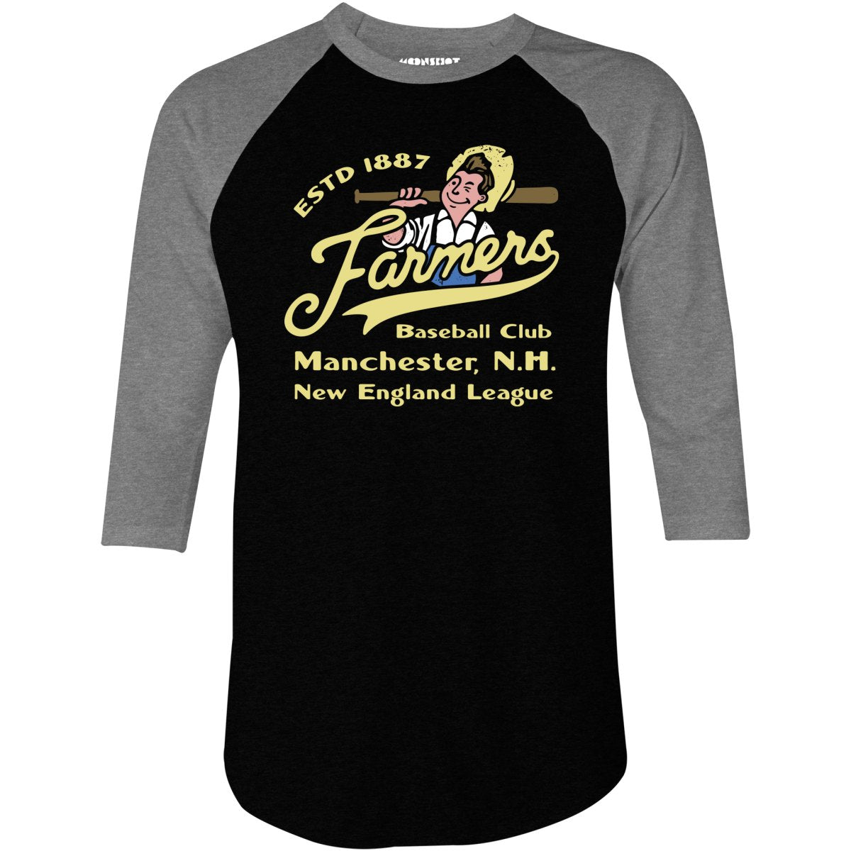 Manchester Farmers - New Hampshire - Vintage Defunct Baseball Teams - 3/4 Sleeve Raglan T-Shirt