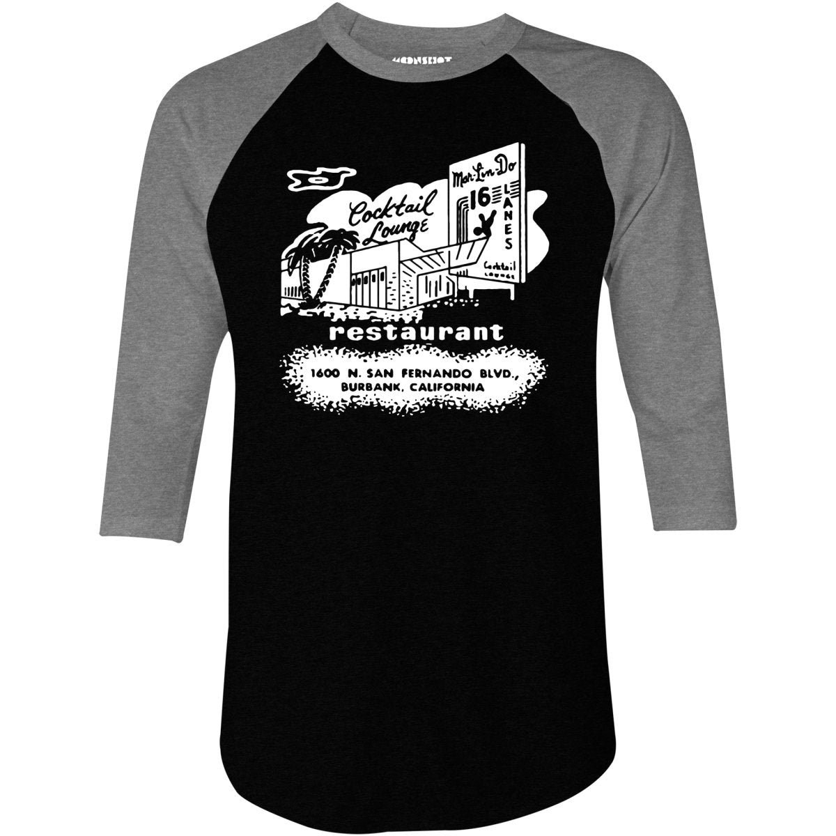 Mar-Lin-Do Lanes - Burbank, CA - Vintage Bowling Alley - 3/4 Sleeve Raglan T-Shirt