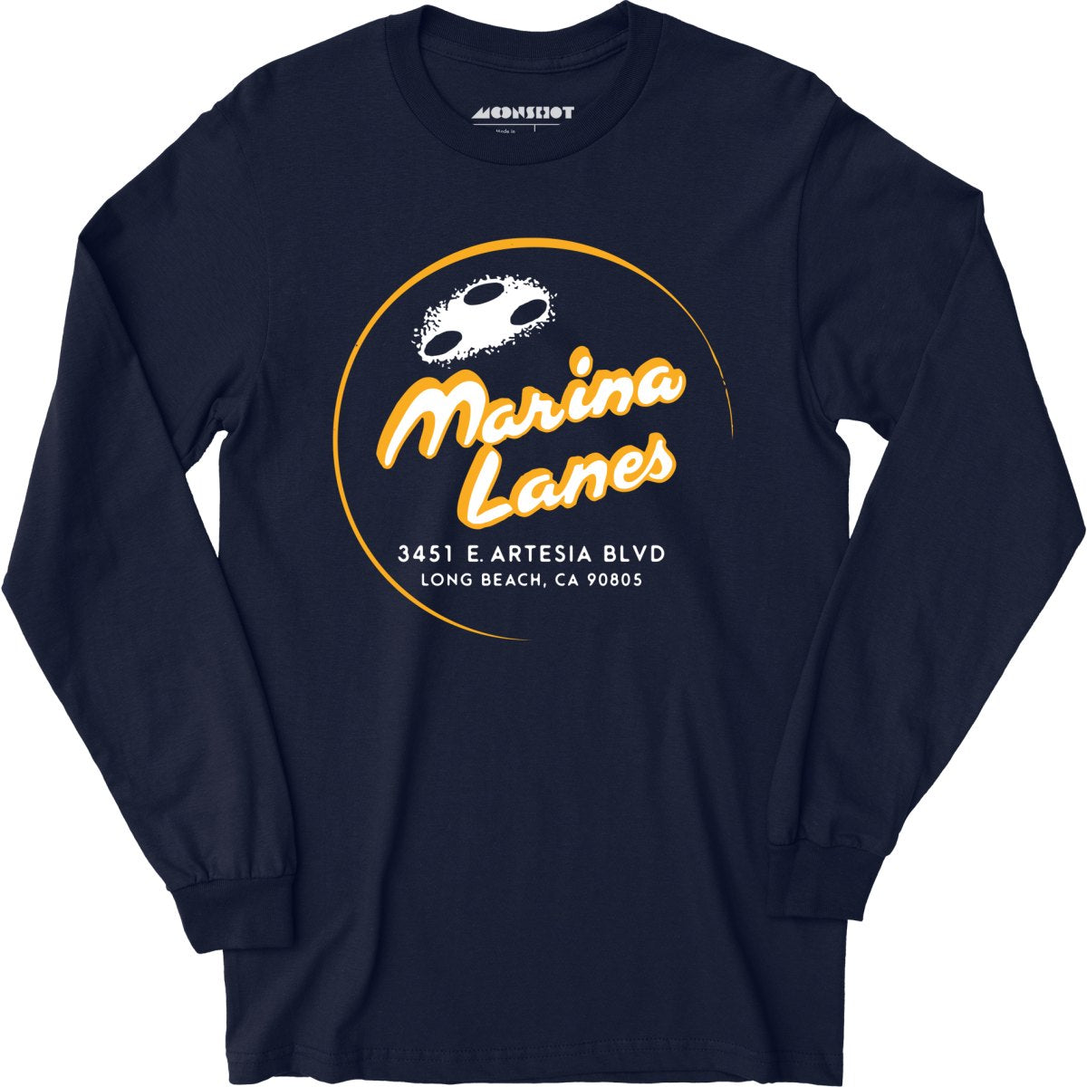 Marina Lanes - Long Beach, CA - Vintage Bowling Alley - Long Sleeve T-Shirt