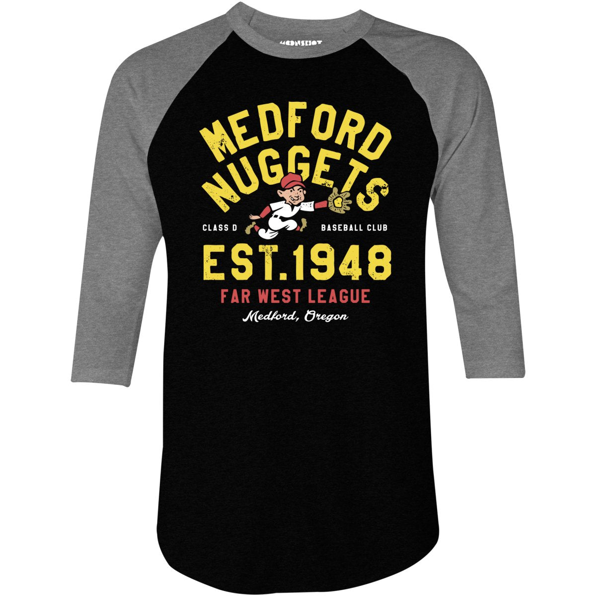 Medford Nuggets - Oregon - Vintage Defunct Baseball Teams - 3/4 Sleeve Raglan T-Shirt