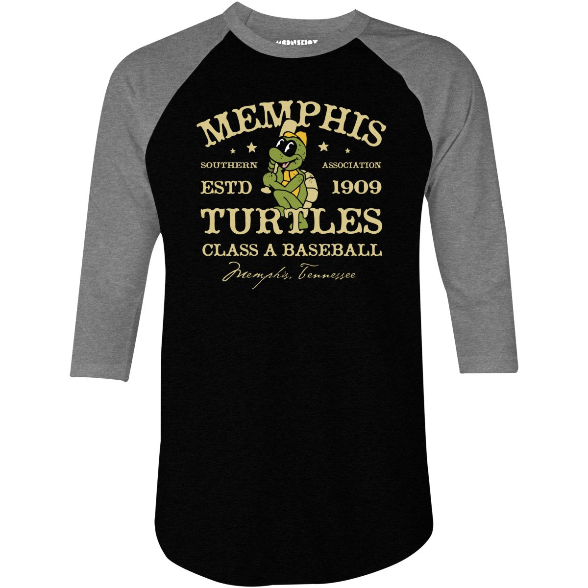 Memphis Turtles - Tennessee - Vintage Defunct Baseball Teams - 3/4 Sleeve Raglan T-Shirt