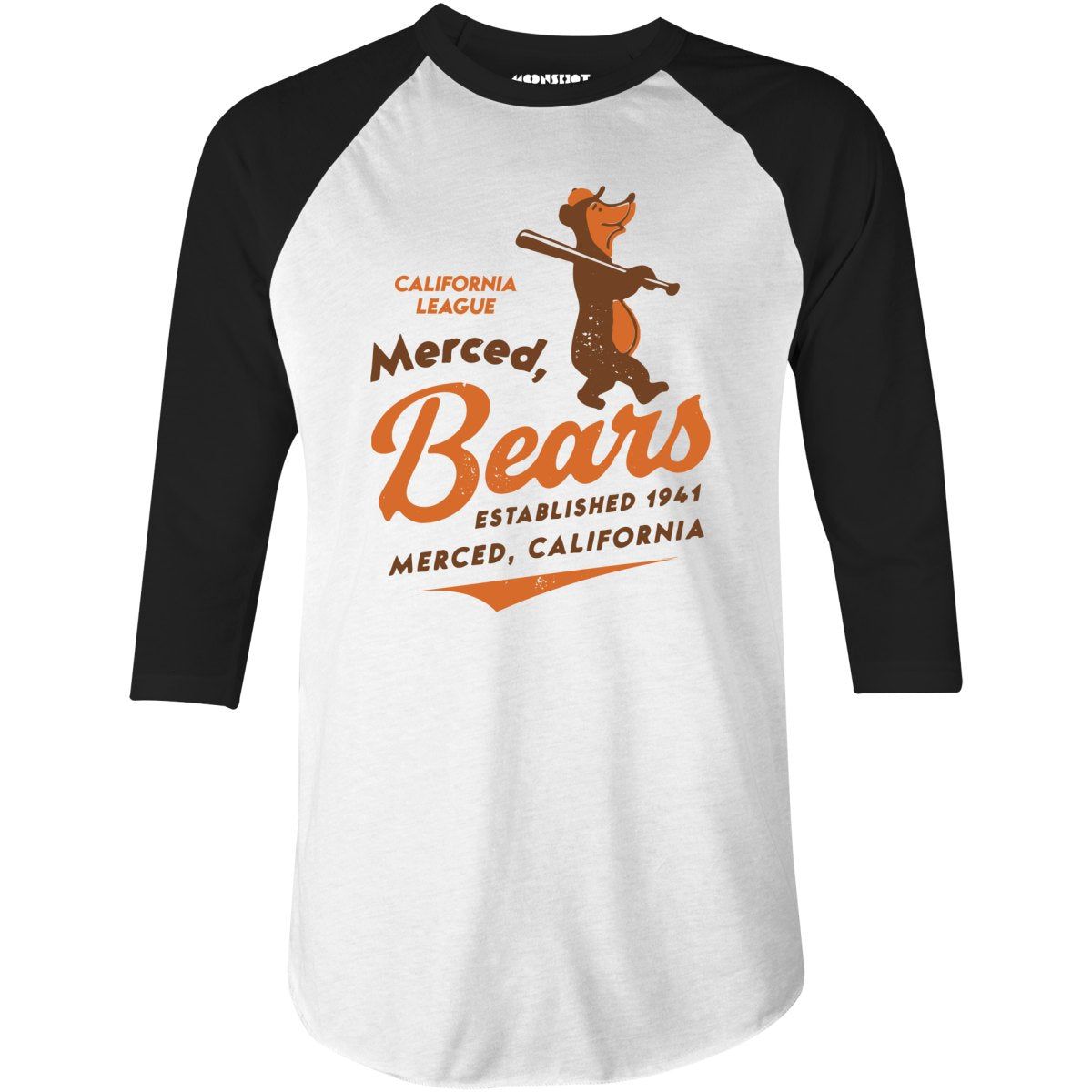 Merced Bears - California - Vintage Defunct Baseball Teams - 3/4 Sleeve Raglan T-Shirt