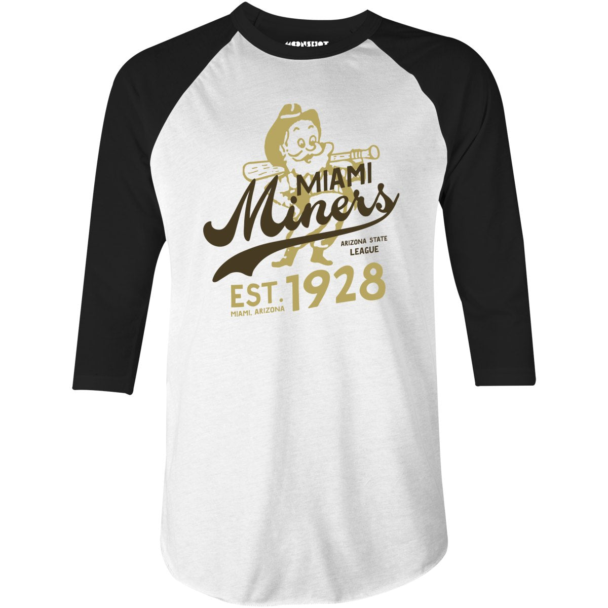 Miami Miners - Arizona - Vintage Defunct Baseball Teams - 3/4 Sleeve Raglan T-Shirt