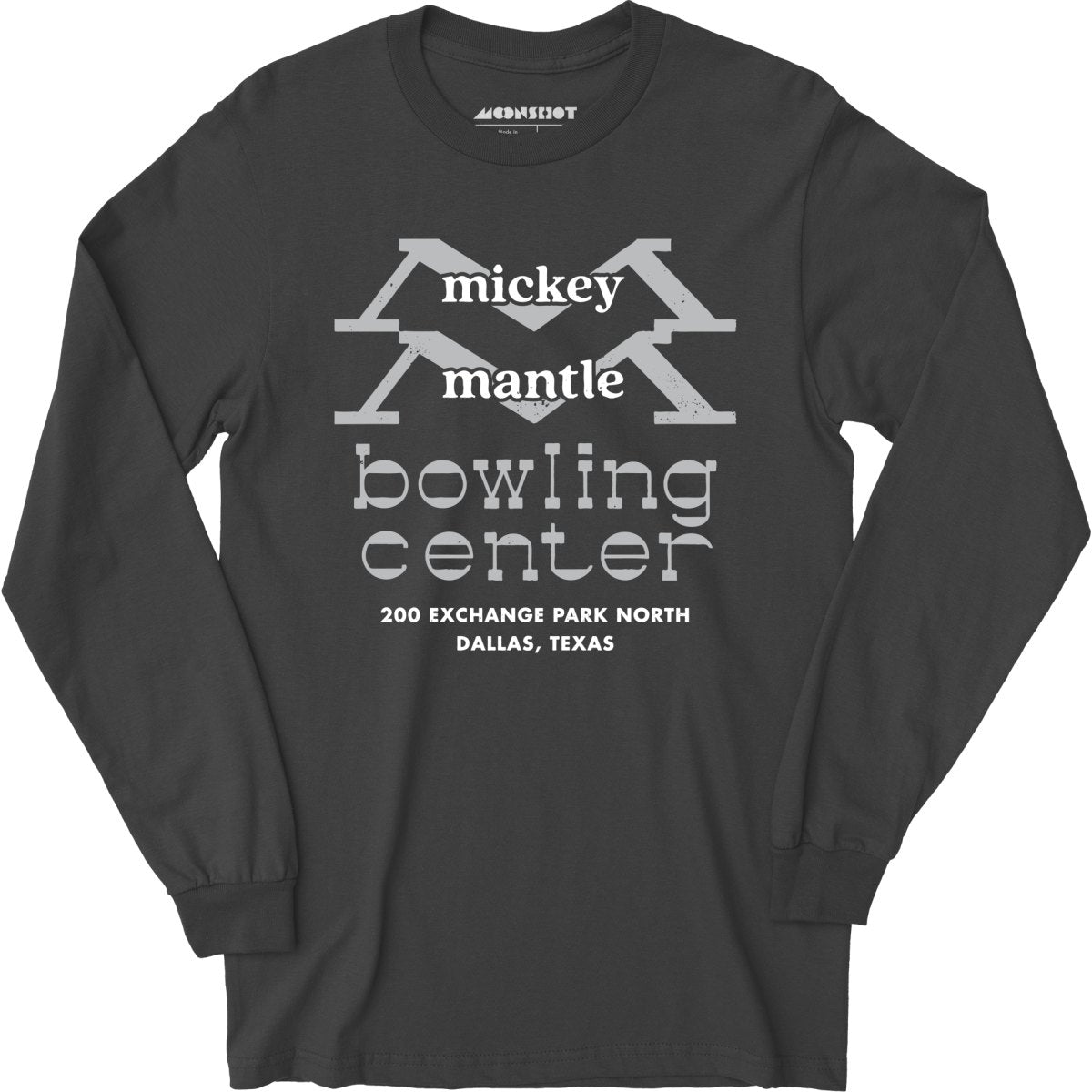 Mickey Mantle Bowling Center - Dallas, TX - Vintage Bowling Alley - Long Sleeve T-Shirt