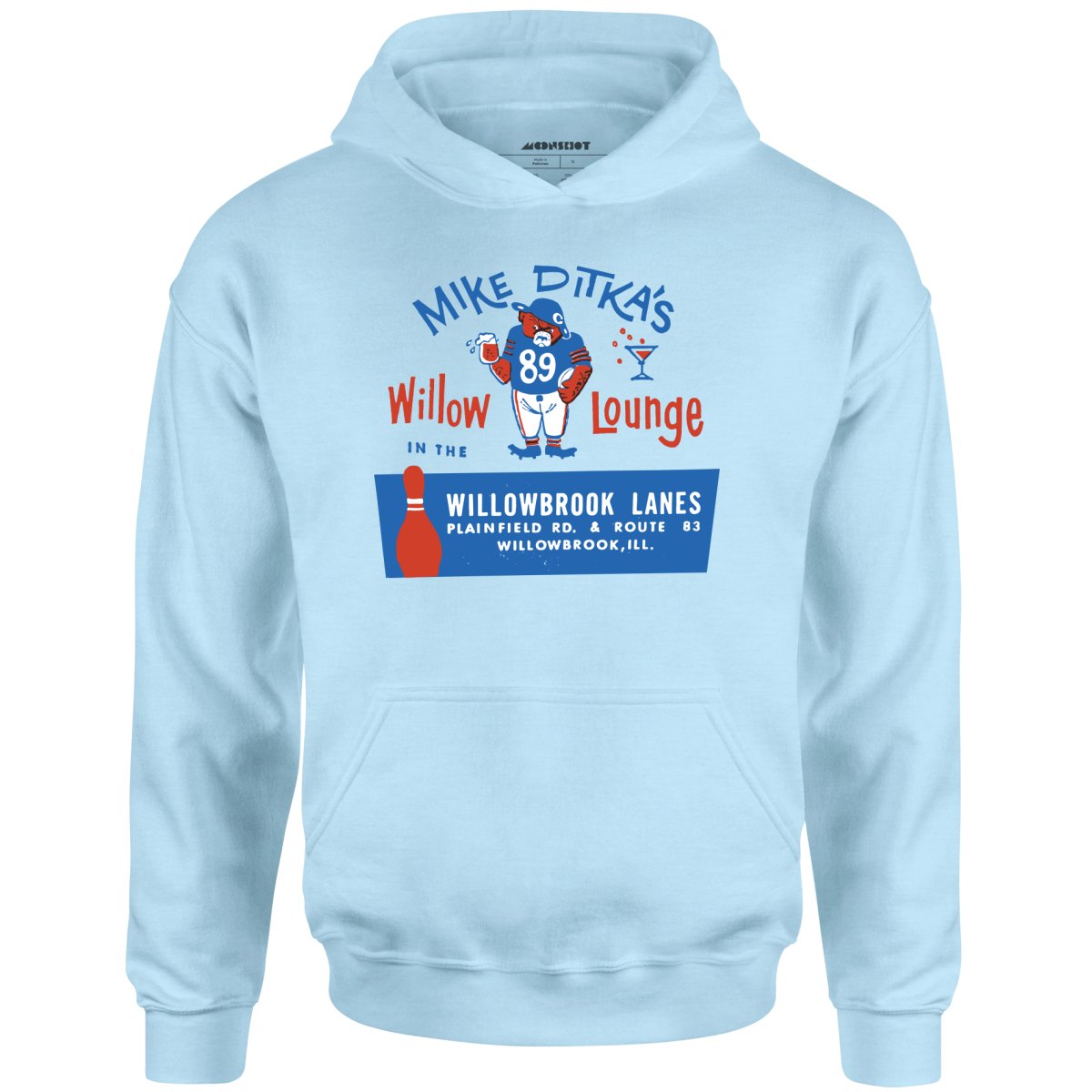 Mike Ditka's Willow Lounge - Willowbrook, IL - Vintage Bowling Alley - Unisex Hoodie