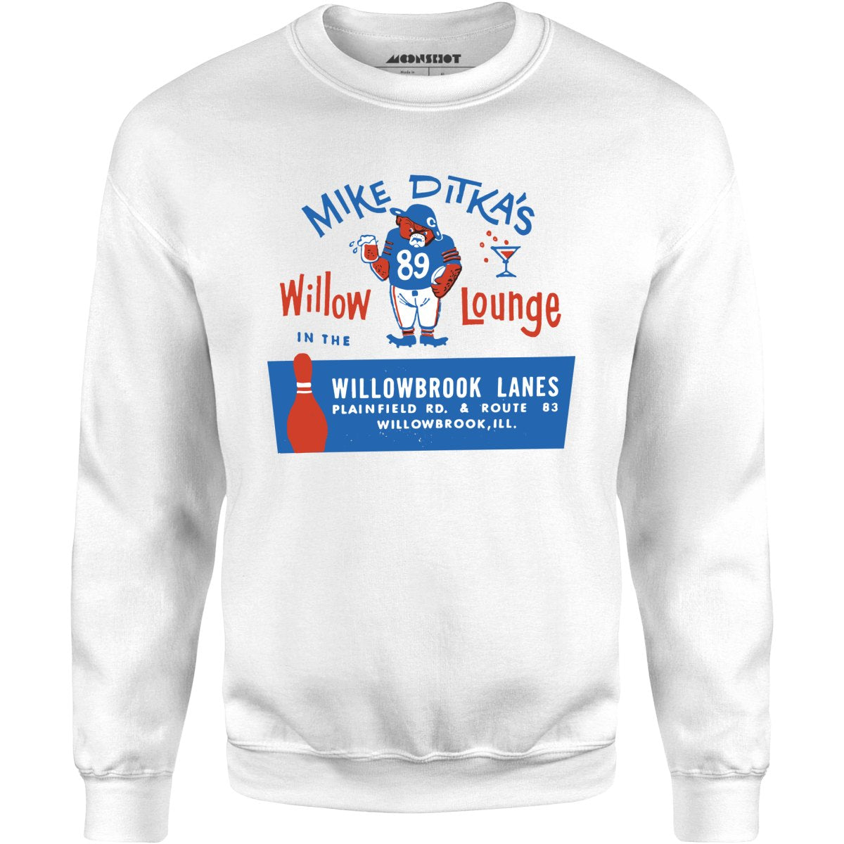 Mike Ditka's Willow Lounge - Willowbrook, IL - Vintage Bowling Alley - Unisex Sweatshirt