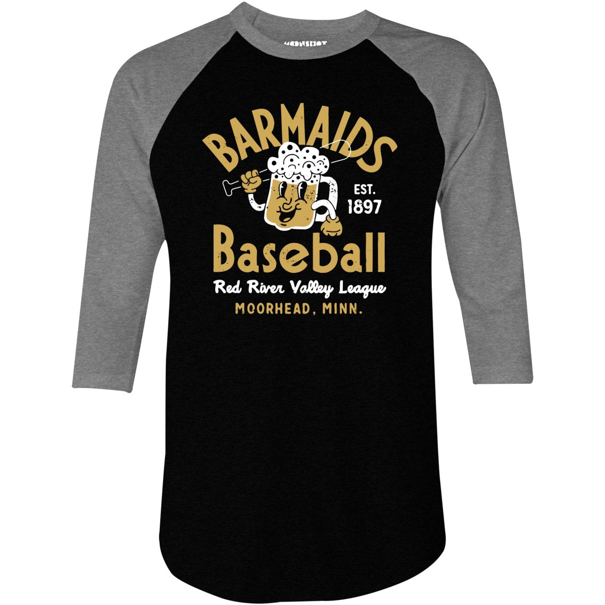 Moorhead Barmaids - Minnesota - Vintage Defunct Baseball Teams - 3/4 Sleeve Raglan T-Shirt