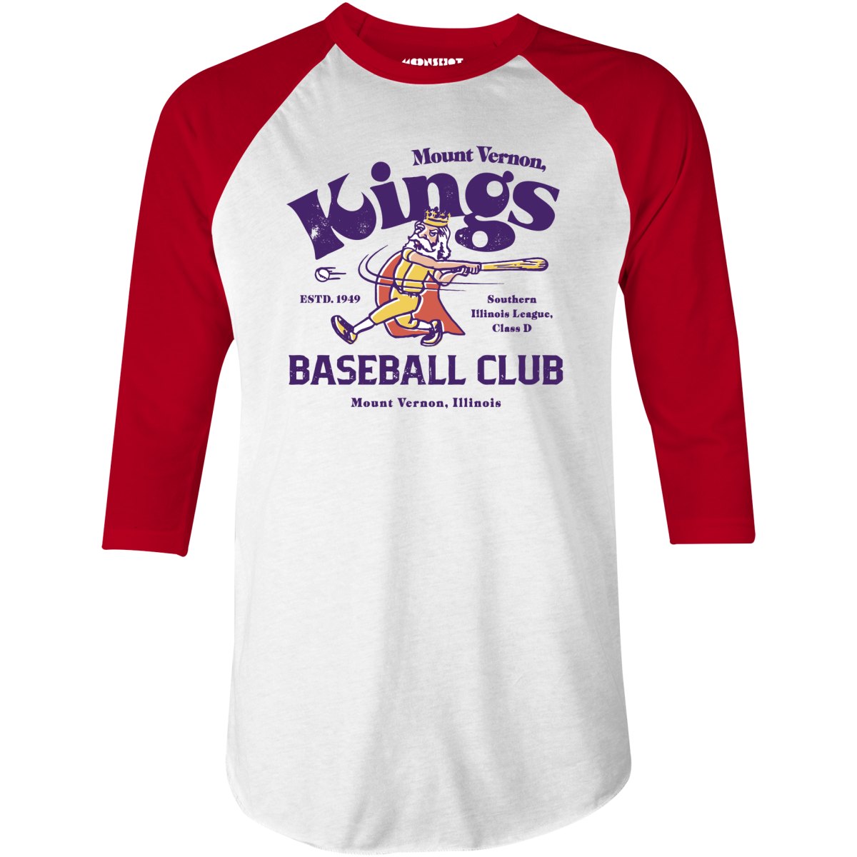 Mount Vernon Kings - Illinois - Vintage Defunct Baseball Teams - 3/4 Sleeve Raglan T-Shirt