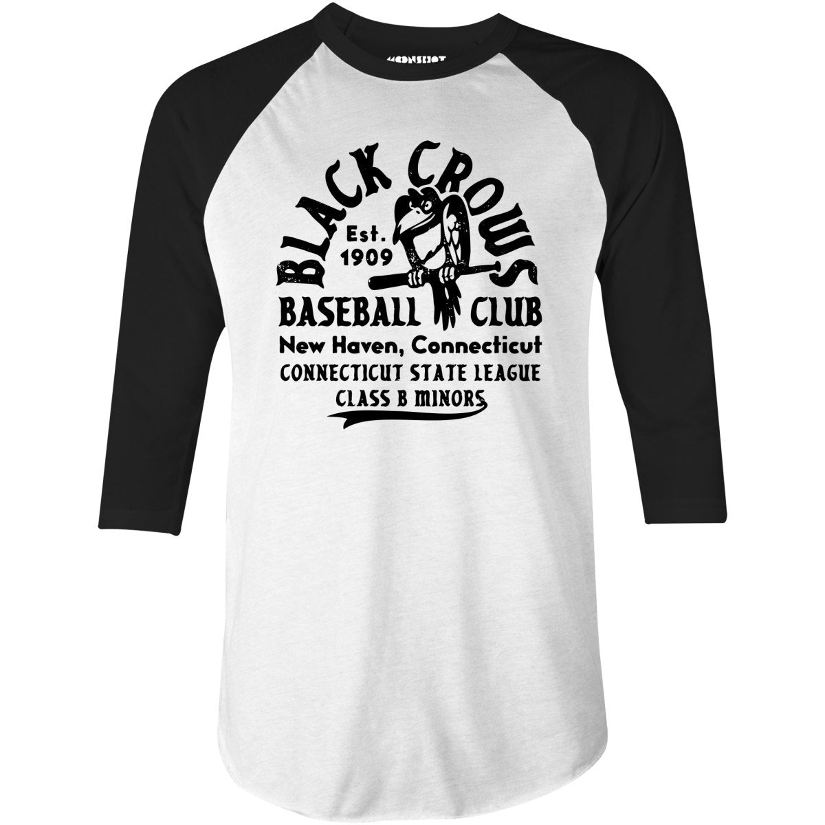 New Haven Black Crows - Connecticut - Vintage Defunct Baseball Teams - 3/4 Sleeve Raglan T-Shirt