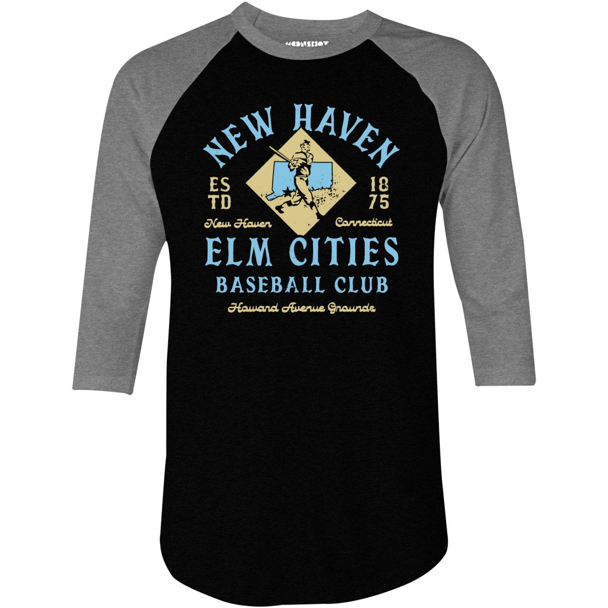 New Haven Elm Cities - Connecticut - Vintage Defunct Baseball Teams - 3/4 Sleeve Raglan T-Shirt