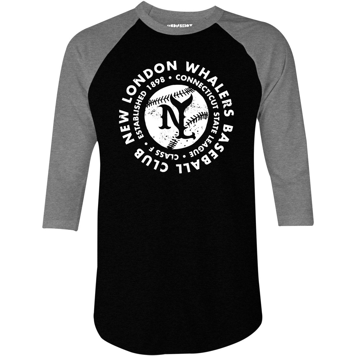 New London Whalers - Connecticut - Vintage Defunct Baseball Teams - 3/4 Sleeve Raglan T-Shirt
