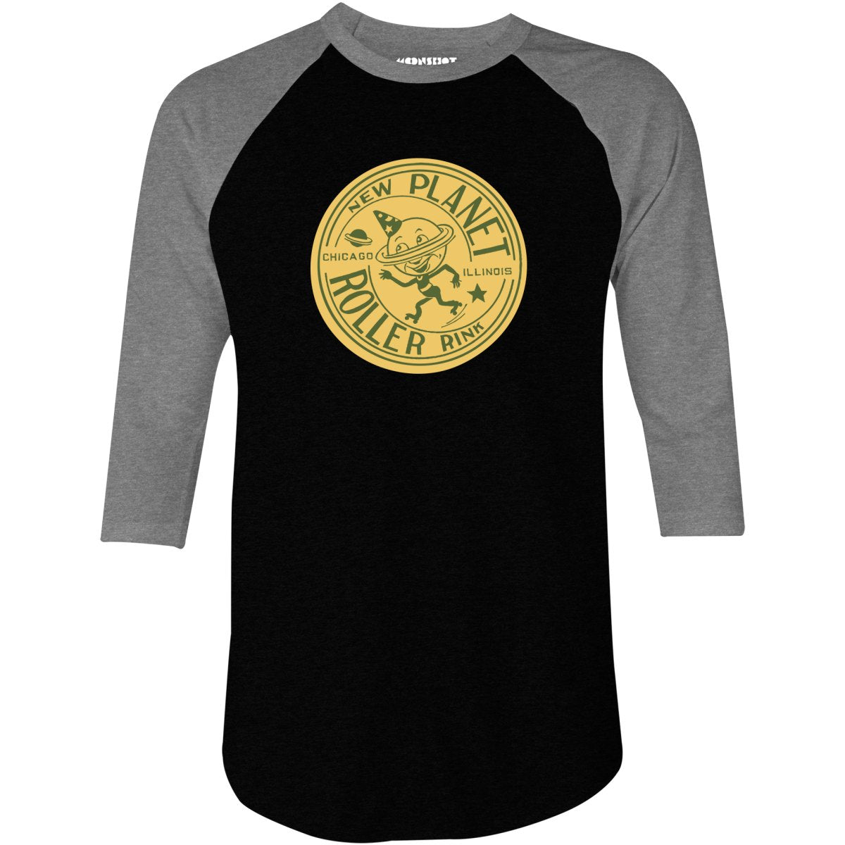 New Planet - Chicago, IL - Vintage Roller Rink - 3/4 Sleeve Raglan T-Shirt