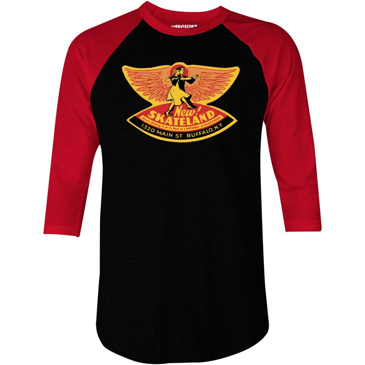 New Skateland - Buffalo, NY - Vintage Roller Rink - 3/4 Sleeve Raglan T-Shirt
