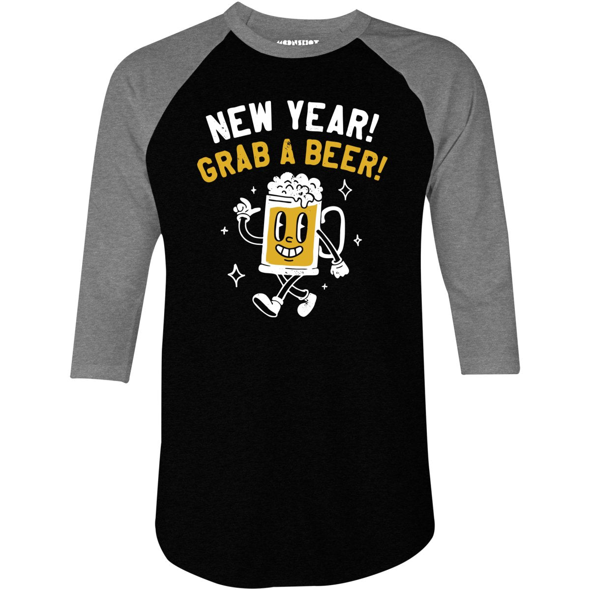 New Year Grab a Beer - 3/4 Sleeve Raglan T-Shirt