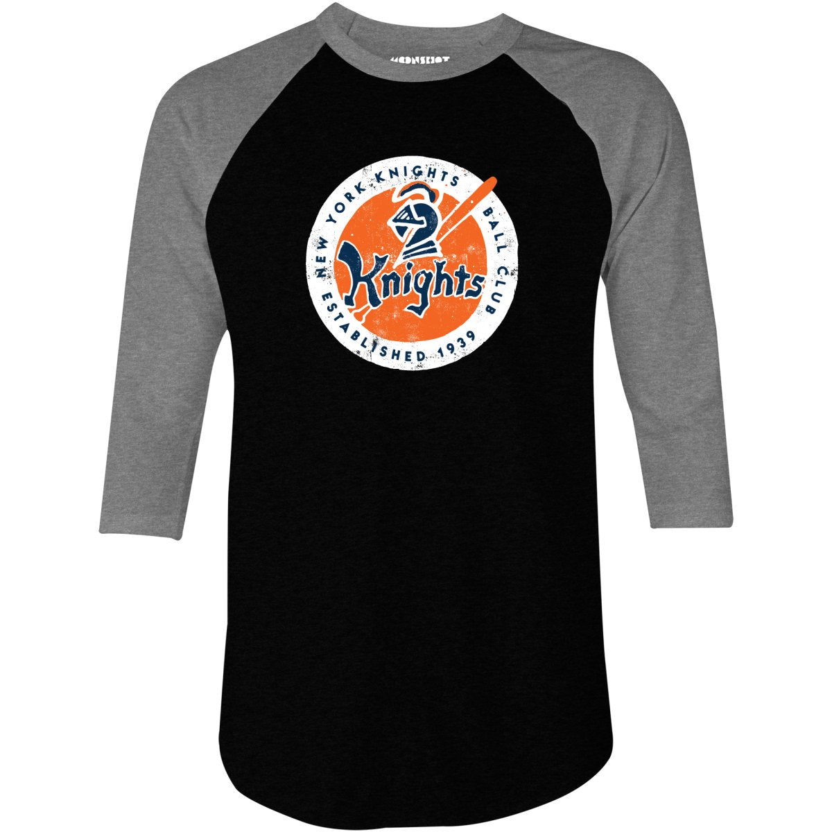 New York Knights Ball Club Patch - 3/4 Sleeve Raglan T-Shirt