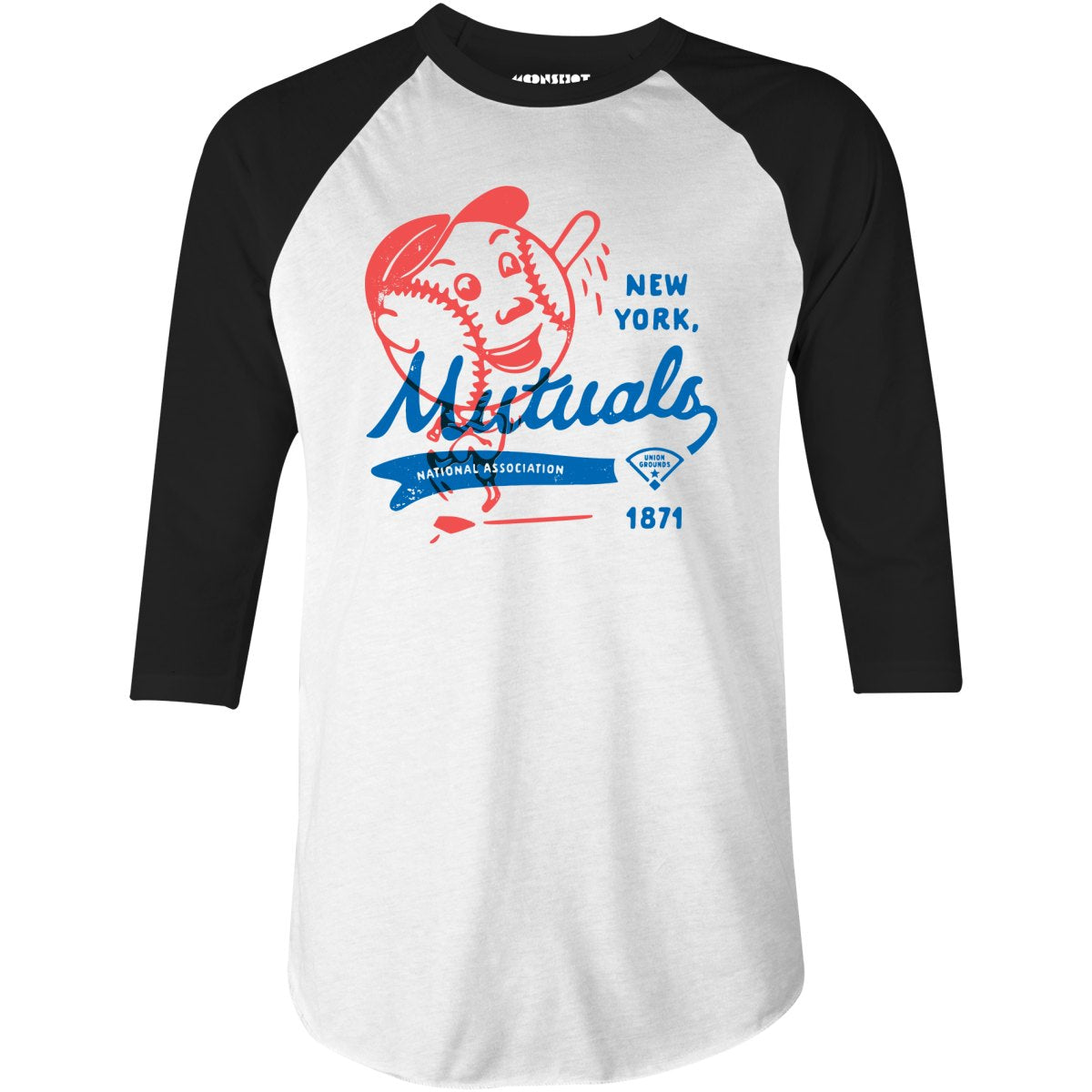 New York Mutuals - Vintage Defunct Baseball Teams - 3/4 Sleeve Raglan T-Shirt