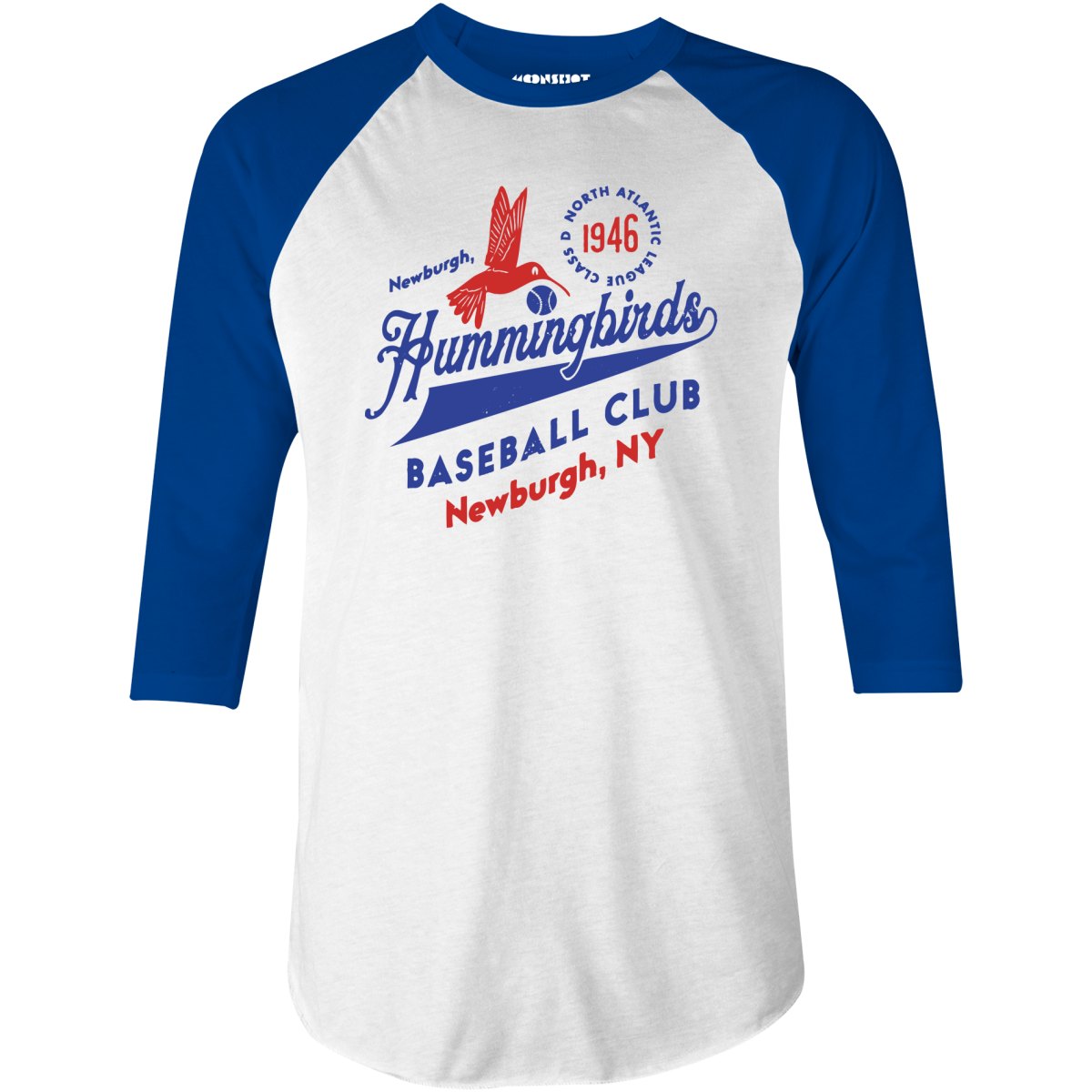 Newburgh Hummingbirds - New York - Vintage Defunct Baseball Teams - 3/4 Sleeve Raglan T-Shirt